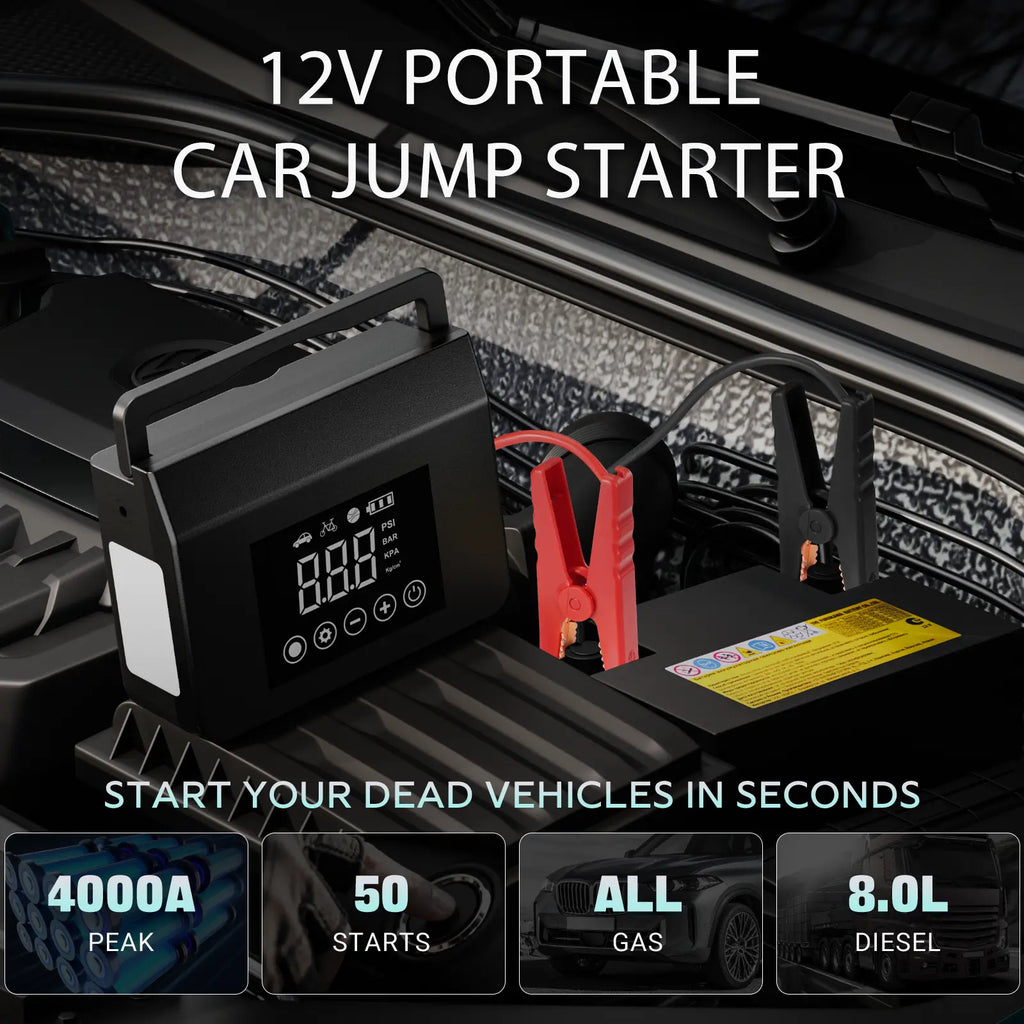Hieha Portable Car Jump Starter & Air Compressor 4000A