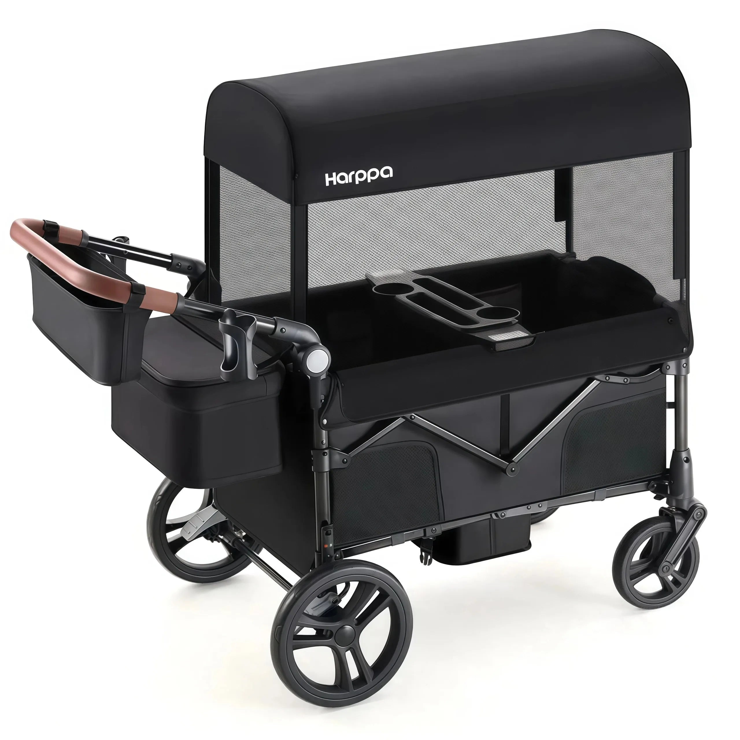 2-Seat Foldable Wagon Stroller for Kids with UPF 50+ Canopy, Mosquito Net & All-Terrain Wheels