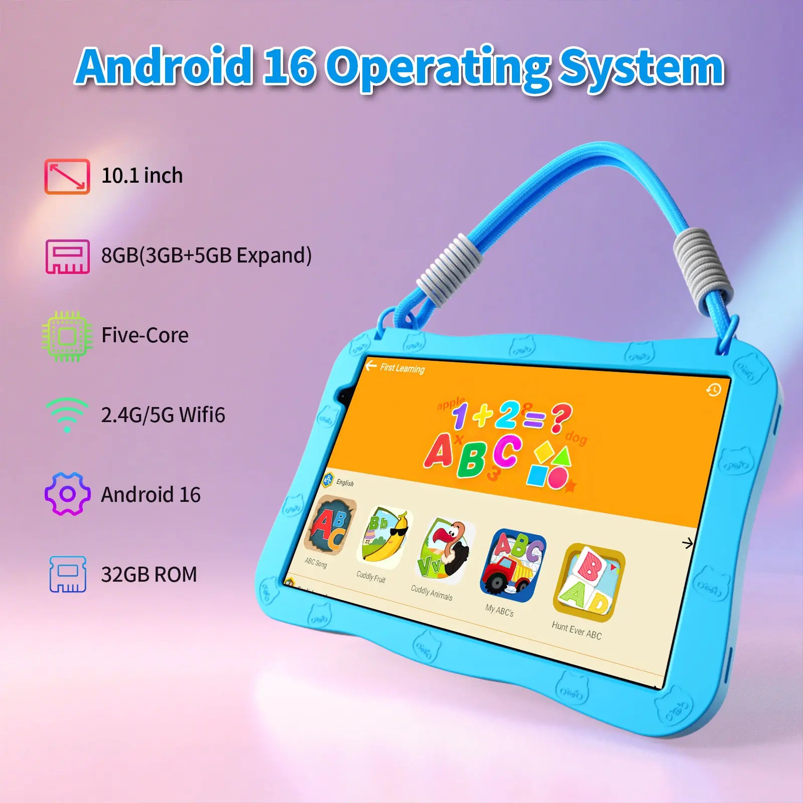 PRITOM Kids Tablet 10 inch Android 15 - Pink/Blue